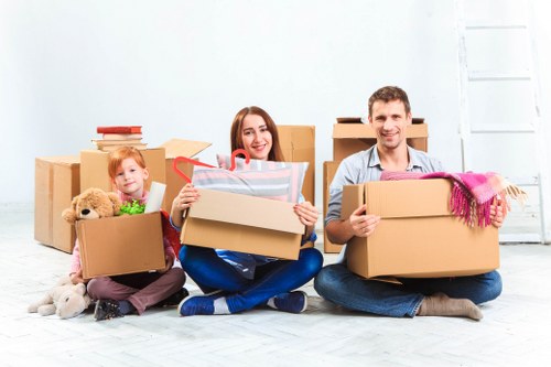Office relocation planning in Marylebone with moving boxes and workspace setup
