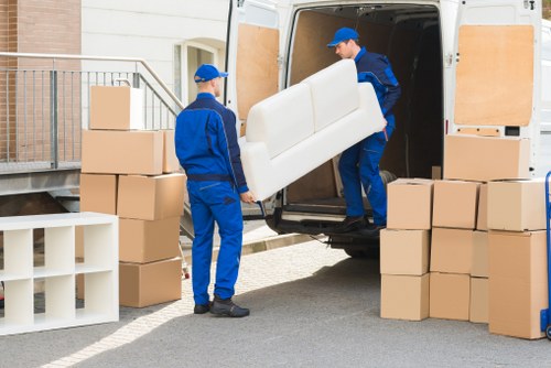 Professional house removals team working in Marylebone street