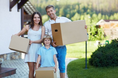 Packing boxes and furniture prepared for a Marylebone relocation