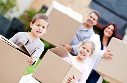 Removal team handling fragile household items during a Marylebone move