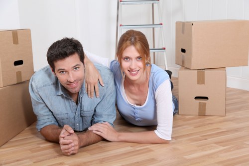 Professionals handling office furniture during a Marylebone move