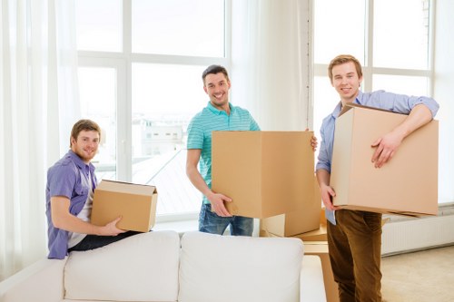 Professional movers handling commercial equipment during a Marylebone relocation