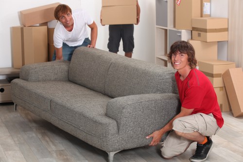 House removal team preparing items for transport in Marylebone