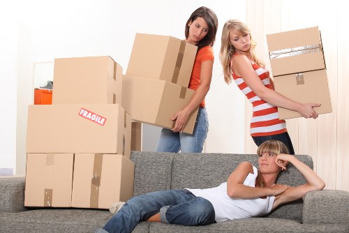 Packed student room items ready for removal in Marylebone